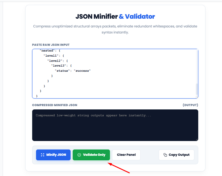 Compress and Validate JSON Code Online